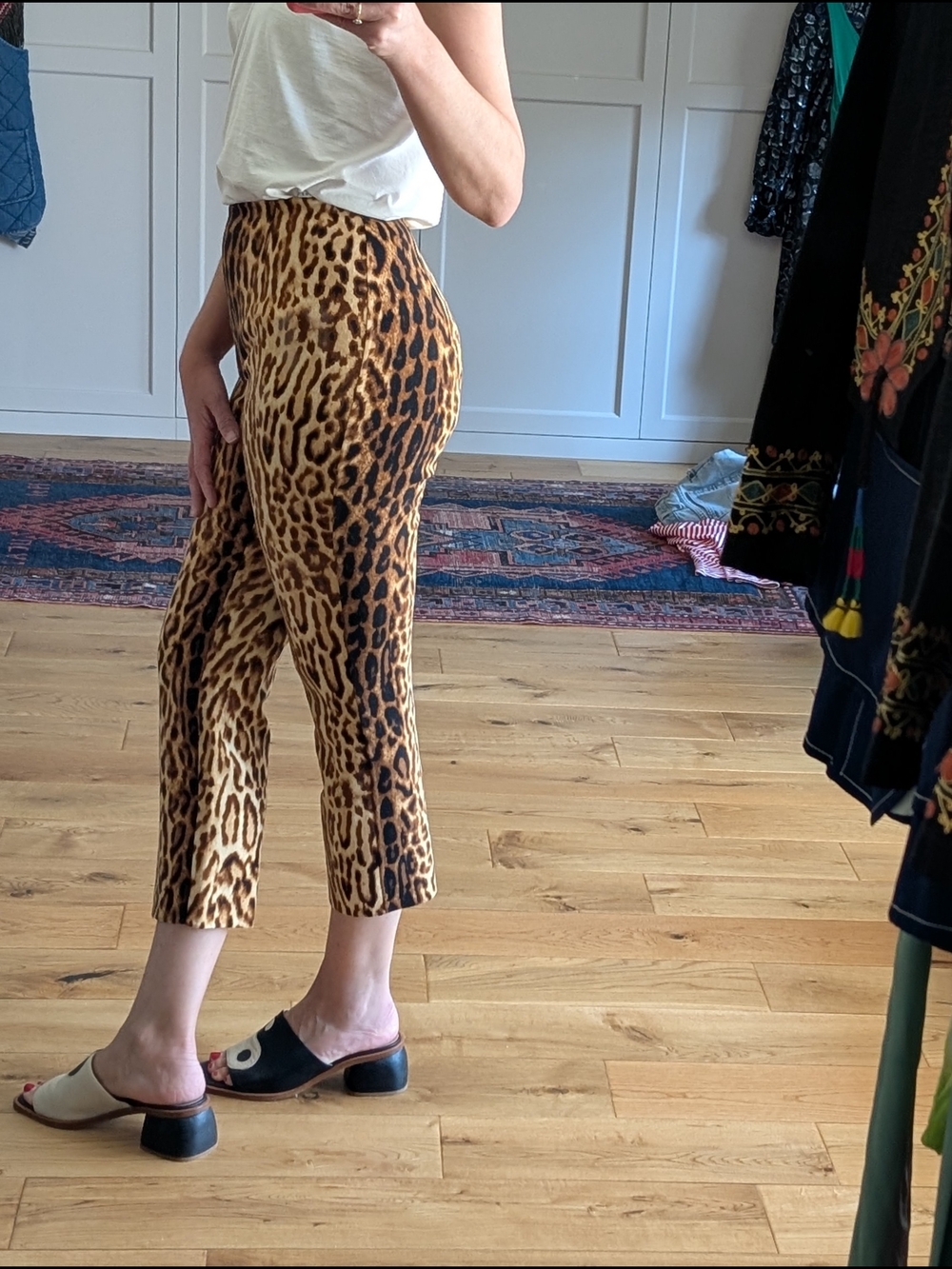 Celine Leopard-Print Cropped Pants in Brown & Black